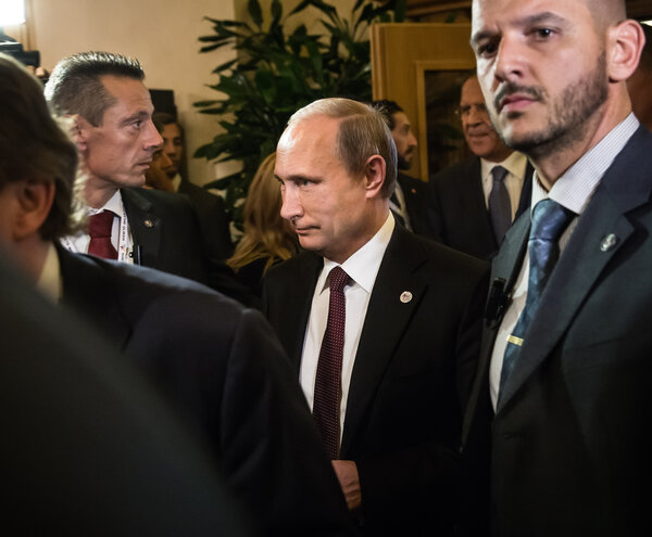Vladimir Putin during a meeting on the ASEM summit Royalty Free Stock Photos