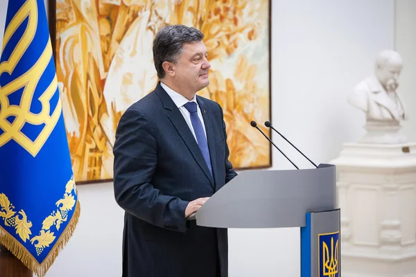 ウクライナ石油 Poroshenko の大統領が式典タラス S で話す — ストック写真