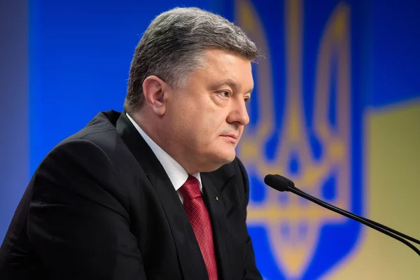 Presskonferens av President av Ukraina Poroshenko — Stockfoto