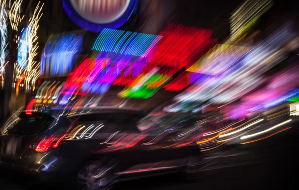 Iluminación y luces nocturnas de la ciudad de Nueva York — Foto de Stock