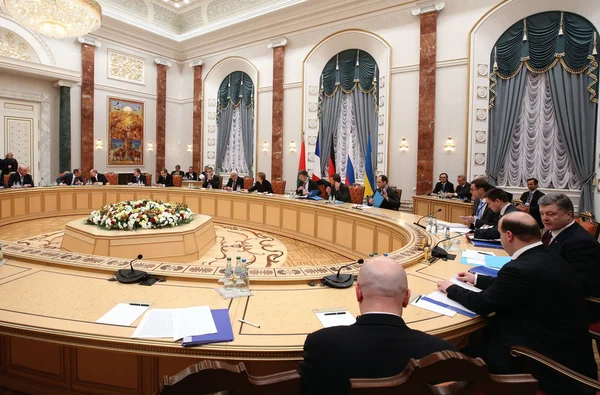 Conversações dos líderes de estados no formato normando em Minsk — Fotografia de Stock