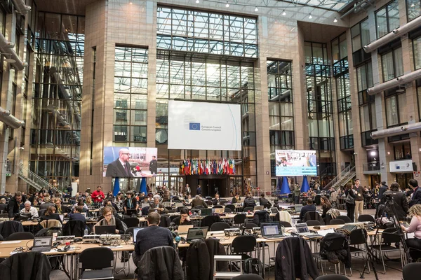 Centro de prensa en la cumbre informal de la UE en Bruselas —  Fotos de Stock
