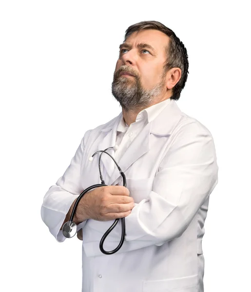 Doktor fehér köpenyben. — Stock Fotó