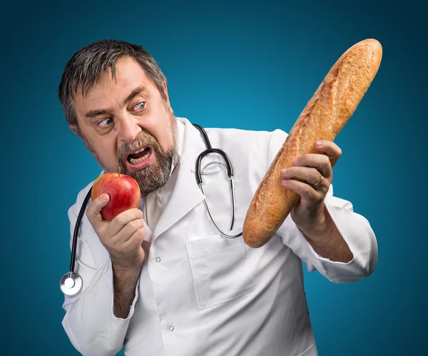 Fruit or bread. Healthy eating concept. — Stock Photo, Image