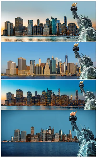 Tidig morgon new Yorks skyline panorama — Stockfoto