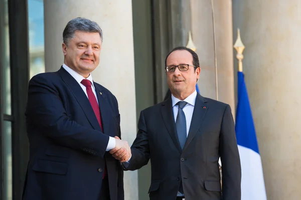 Petro Poroshenko och Francois Hollande — Stockfoto