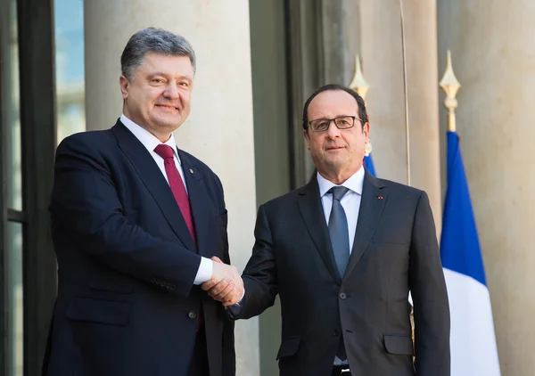 Petro Poroshenko ve Francois Hollande — Stok fotoğraf