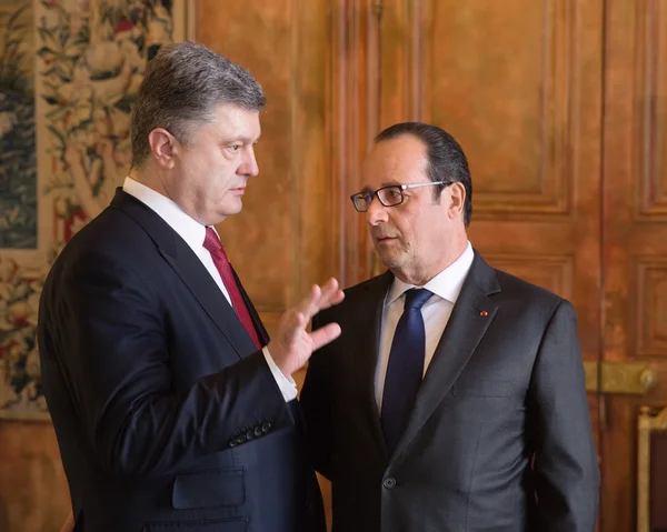 Petro Poroshenko och Francois Hollande — Stockfoto