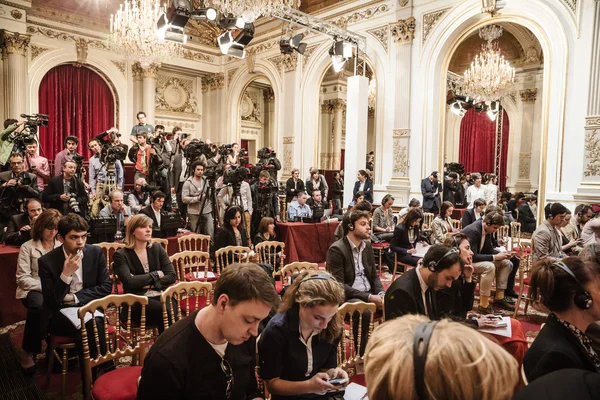 Persconferentie van Petro Poroshenko en Francois Hollande — Stockfoto