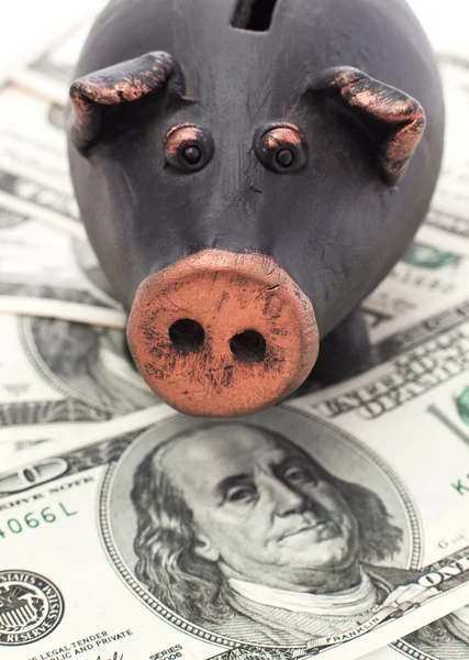 Geld en piggy bank — Stockfoto