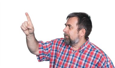 parmak ile işaret orta yaşlı adam