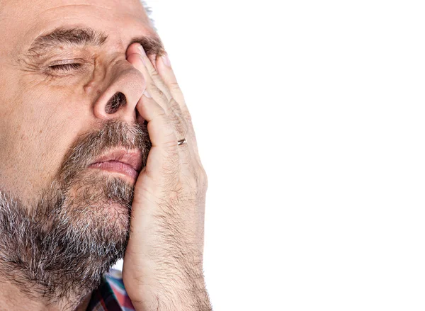 Anciano que sufre de dolor de cabeza —  Fotos de Stock
