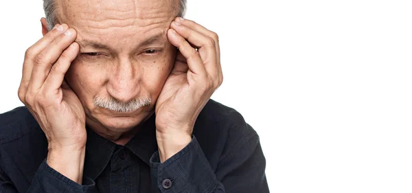 Starý muž trpící hlava — Stock fotografie