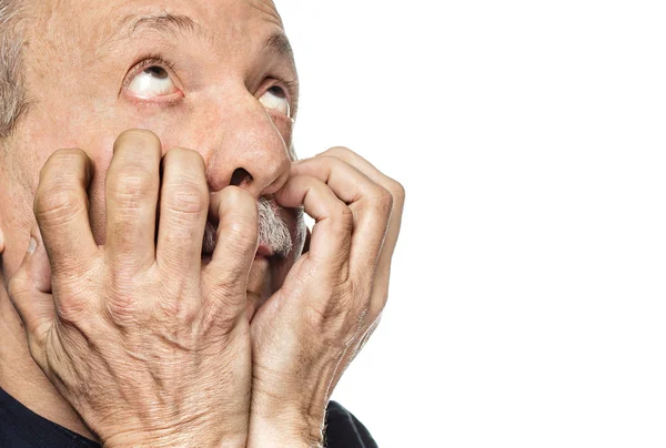 Headache. Elderly man — Stock Photo, Image