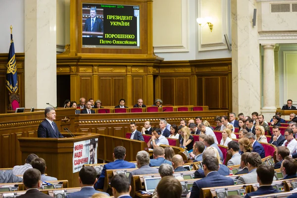 Petro Poroshenko in Verkhovna Rada of Ukraine — Zdjęcie stockowe