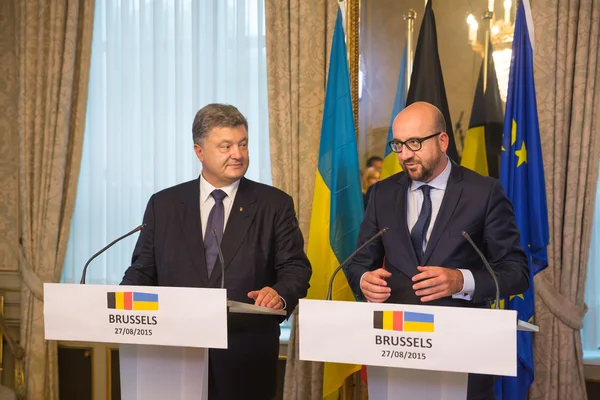 Petro Poroshenko y Charles Michel — Foto de Stock