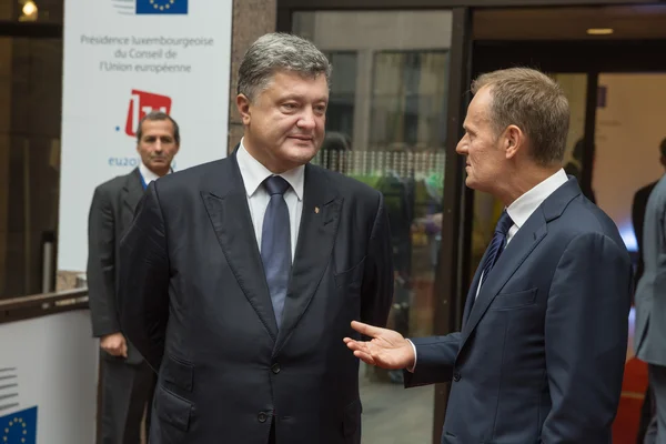 Petro Poroshenko and Donald Tusk — Stock Photo, Image