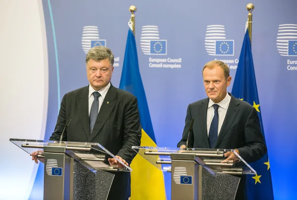 Donald Tusk y Petro Poroshenko — Foto de Stock