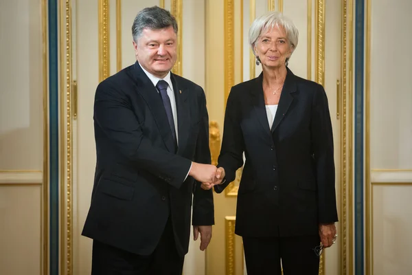 Petro Poroshenko en Christine Lagarde — Stockfoto