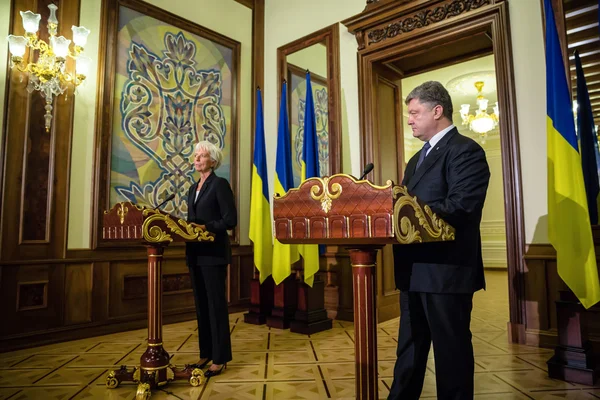 石油 Poroshenko 和克里斯汀·拉加德 — 图库照片
