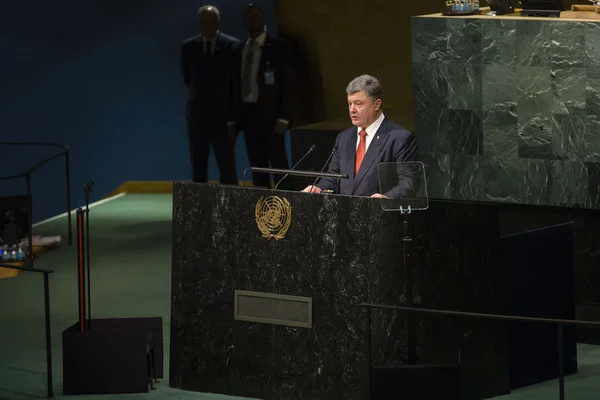Президент Украины Петр Порошенко на Генеральной Ассамблее ООН — стоковое фото