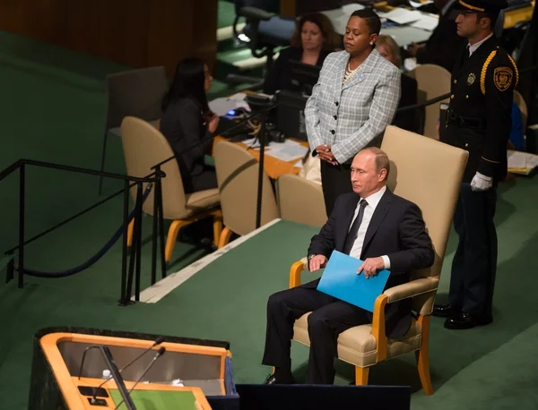 Vladimir Poutine à la 70e session de l'Assemblée générale des Nations Unies — Photo