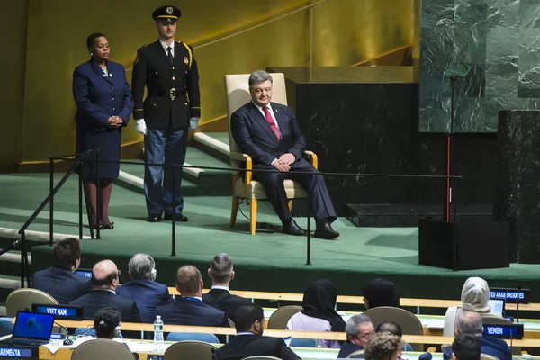 Presidente dell'Ucraina Petro Poroshenko all'Assemblea Generale delle Nazioni Unite — Foto Stock