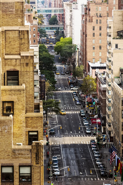 NEW YORK, USA - Sep 27, 2015: Streets of Manhattan. Manhattan is the most densely populated of the five boroughs of New York City