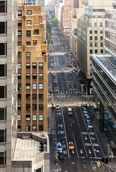 NEW YORK, USA - Sep 27, 2015: Streets of Manhattan. Manhattan is the most densely populated of the five boroughs of New York City