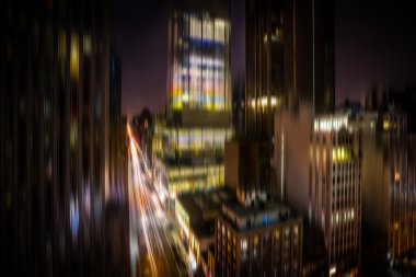 Manhattan geceleri. Aydınlatma ve gece ışıklar