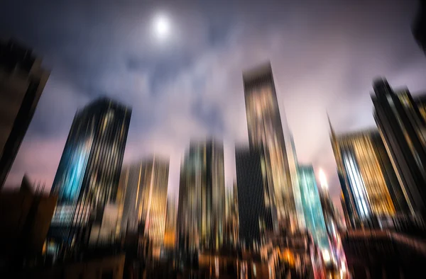 Manhattan in der Nacht. Beleuchtung und Nachtbeleuchtung — Stockfoto