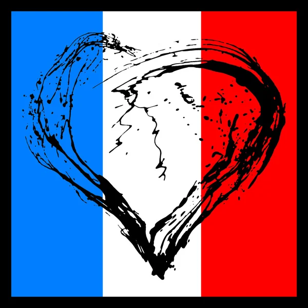 Символическое сердце в цветах французского флага — стоковое фото
