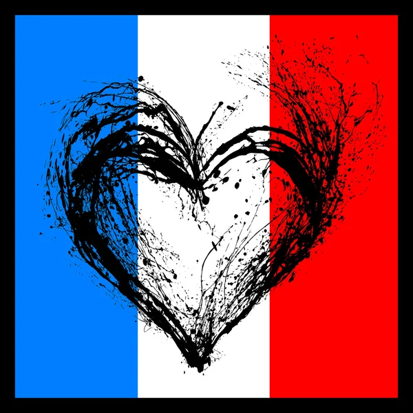 Coeur symbolique aux couleurs du drapeau français — Photo