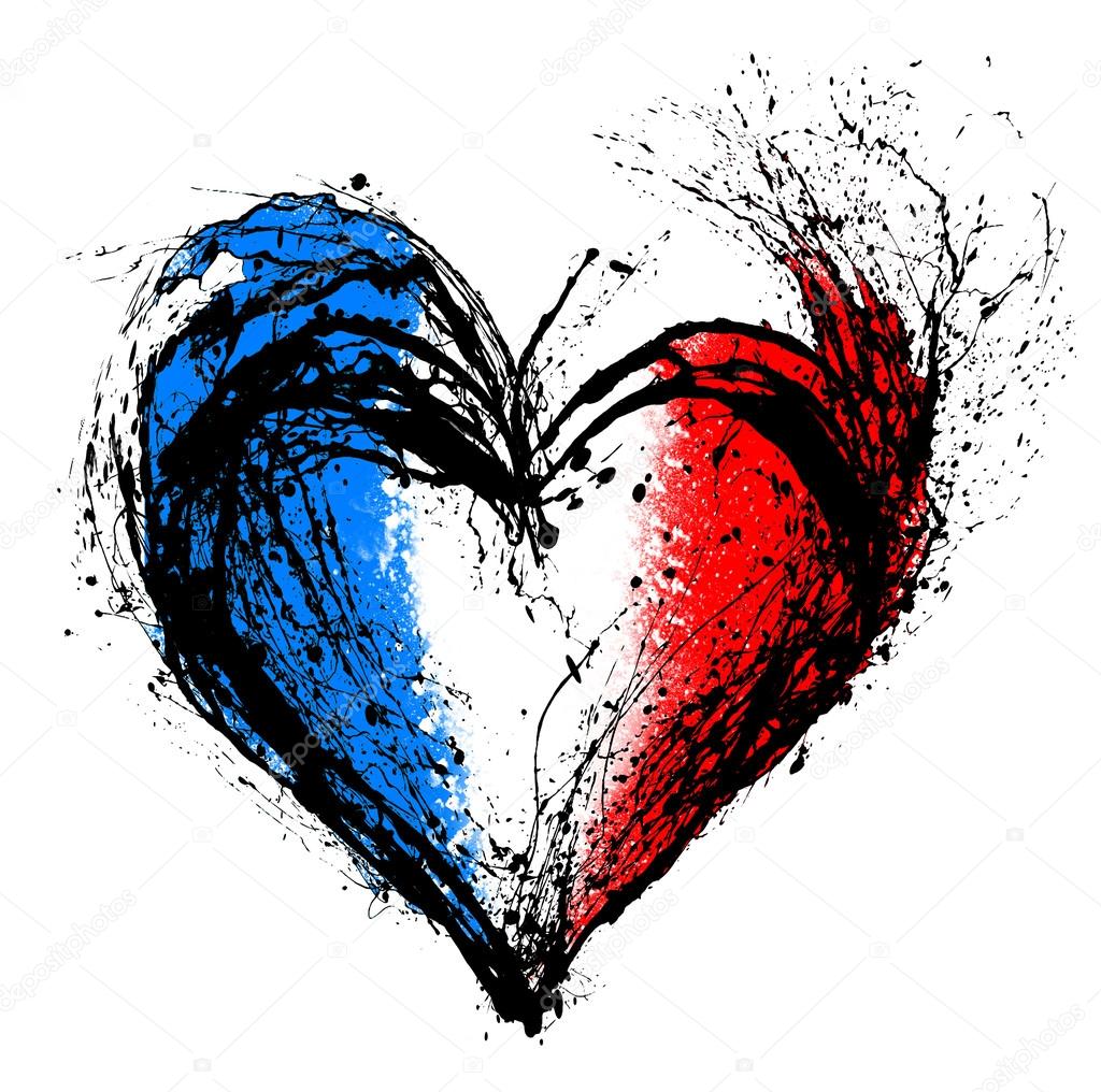 symbolic  heart in the colors of the French flag