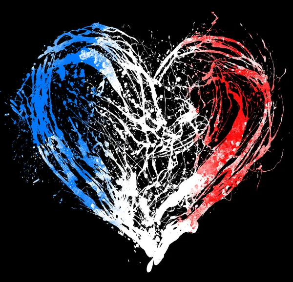 Συμβολική καρδιά στα χρώματα της γαλλικής σημαίας — Φωτογραφία Αρχείου