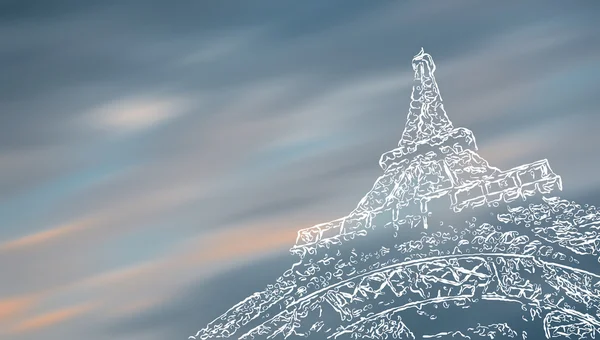 Stilisierter Eiffelturm verschwimmt Himmelshintergrund — Stockfoto