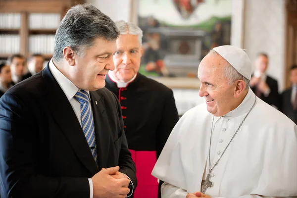 Petro Poroshenko and Pope Francis — Stock Photo, Image