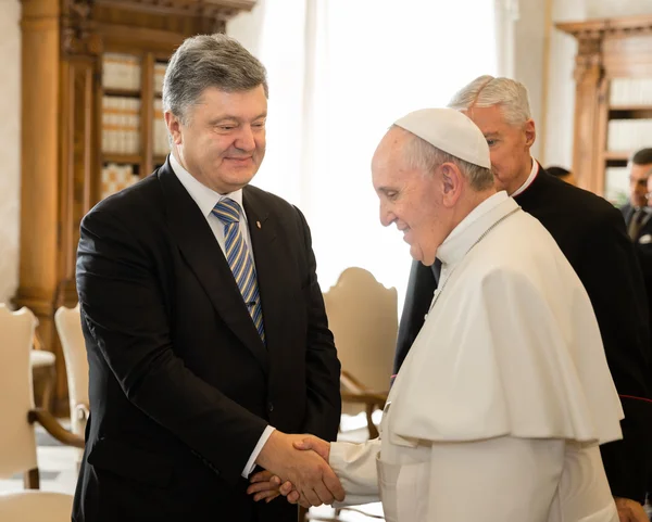 Petro Poroszenko i Francis papieża — Zdjęcie stockowe