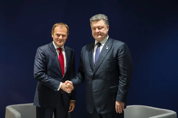 Donald Tusk i Petro Poroszenko — Zdjęcie stockowe