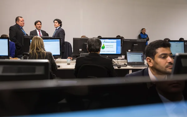 Work of press during UN Conference on Climate Change — Zdjęcie stockowe