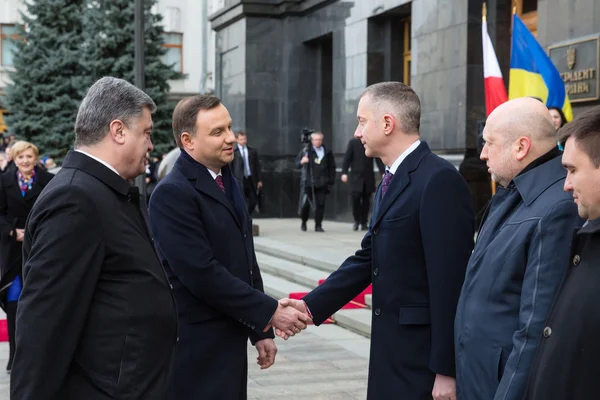 Petro Poroshenko and Andrzej Duda. Meeting in Kiev. — Stock Photo, Image