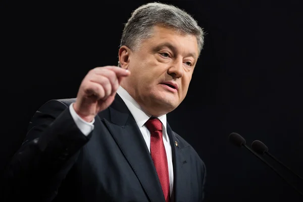 Conferencia de prensa del Presidente de Ucrania Petro Poroshenko — Foto de Stock