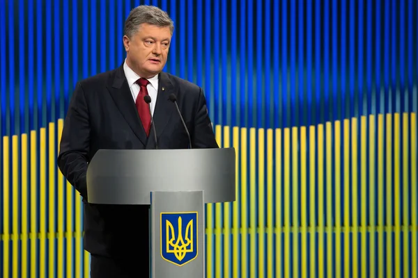 Press conference of the President of Ukraine Petro Poroshenko — Stock Photo, Image