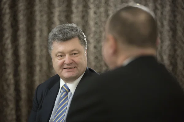 Petro Poroschenko und Ilham Alijew in Davos (Schweiz)) — Stockfoto