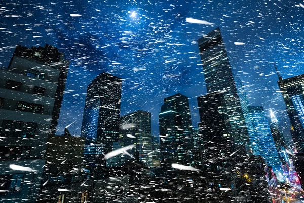 Зима в Нью-Йорку. Манхеттен вночі — стокове фото