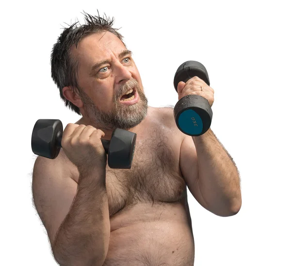 Hombre haciendo ejercicio con pesas —  Fotos de Stock