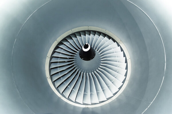 Airplane engine turbine blades.
