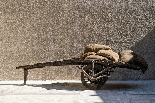 Cart loaded with coffee bags — Stock Photo, Image