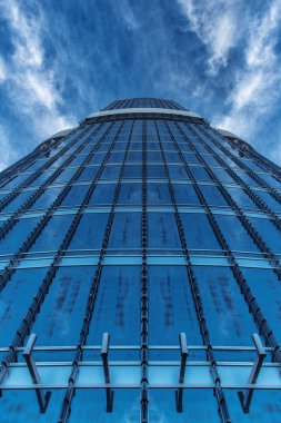 Mavi modern gökdelenin cephe. Ofis binaları. Modern cam gökdelenler.