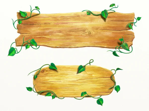 Wood signs with some vines — Stock Photo, Image